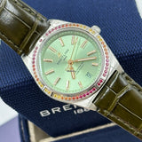 Breitling Chronomat Automatic 36 South Sea Green Dial Green Leather Strap Watch for Women - A10380611L1P1 Authentic Buy Shop Now