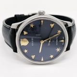 Gucci G Timeless Automatic Blue Dial Black Leather Strap Watch For Men - YA126347 Authentic Buy Shop Now