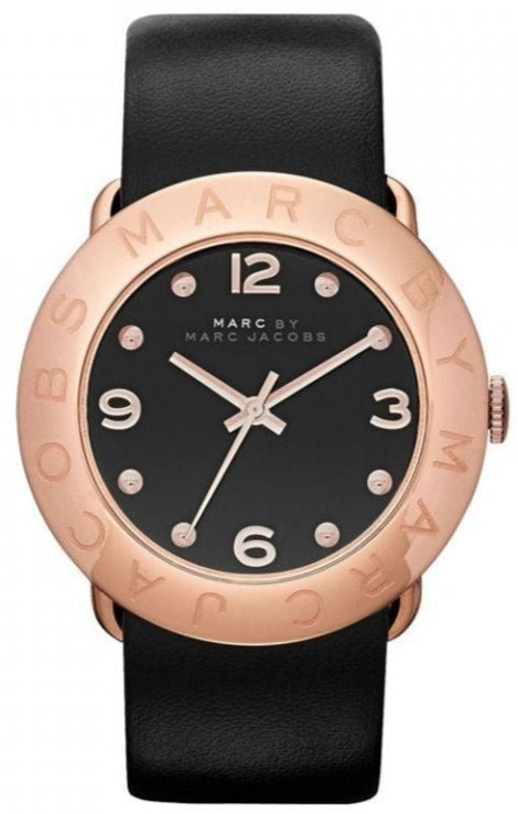 Marc Jacobs Amy Black Dial Black Leather Strap Watch for Women - MBM1225 Authentic Buy Shop Now