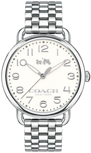 Coach Delancey Classic White Dial Silver Steel Strap Watch for Women - 14502260 Authentic Buy Shop Now