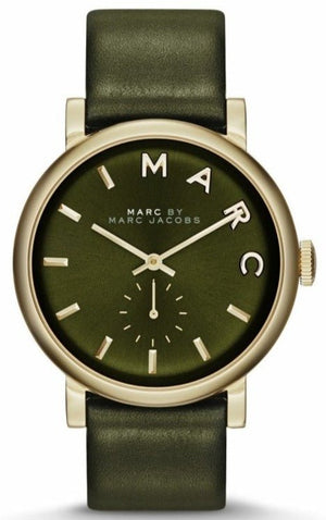 Marc Jacobs Baker Olive Green Dial Olive Green Leather Strap Watch for Women - MBM1328 Authentic Buy Shop Now