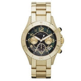 Marc Jacobs Rock Chronograph Black Dial Gold Steel Strap Watch for Women - MBM3253 Authentic Buy Shop Now