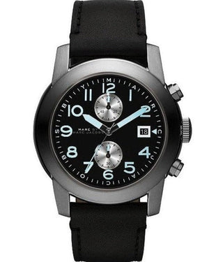 Marc Jacobs Larry Chronograph Black Dial Black Leather Strap Watch for Men - MBM5054 Authentic Buy Shop Now