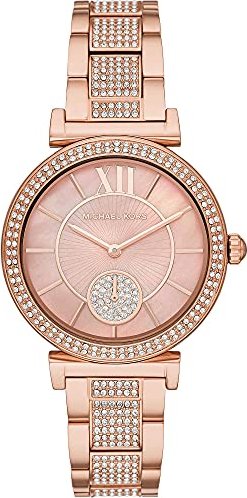 Michael Kors Abbey Three-Hand Analog Crystals Rose Gold Dial Rose Gold Steel Strap Watch for Women - MK4617 Authentic Buy Shop Now