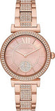 Michael Kors Abbey Three-Hand Analog Crystals Rose Gold Dial Rose Gold Steel Strap Watch for Women - MK4617 Authentic Buy Shop Now