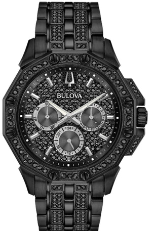 Bulova Octova Chronograph Black Crystal Dial Black Steel Strap Watch for Men - 98C134 Authentic Buy Shop Now