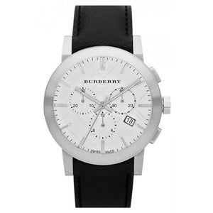 Burberry The City Chronograph White Dial Black Leather Strap Watch for Men - BU9355 Authentic Buy Shop Now