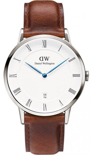 Daniel Wellington Dapper St Mawes White Dial Brown Leather Strap Watch For Men - DW00100087 Authentic Buy Shop Now