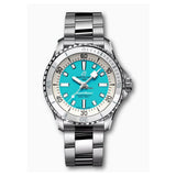 Breitling Superocean Automatic 36 Turquoise Dial Silver Steel Strap Watch for Men - A17377211C1A1 Authentic Buy Shop Now