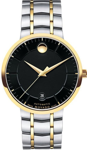 Movado 1881 Automatic Black Dial Two Tone Steel Strap Watch For Men - 0606916 Authentic Buy Shop Now
