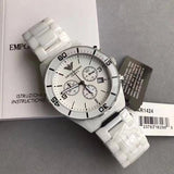Emporio Armani Ceramic Chronograph White Dial White Ceramic Strap Watch For Men - AR1424 Authentic Buy Shop Now