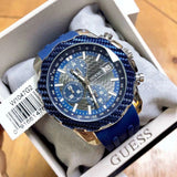 Guess Octane Chronograph Black Dial Blue Rubber Strap Watch For Men - W1047G2 Authentic Buy Shop Now