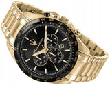 Maserati Traguardo Chronograph Black Dial Gold Steel Strap Watch For Men - R8873612041 Authentic Buy Shop Now