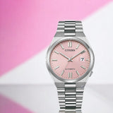 Citizen x Pantone Automatic Dreamy Pink Dial Silver Steel Strap Watch For Men - NJ0158-89X Authentic Buy Shop Now