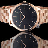 Calvin Klein Minimal Black Dial Rose Gold Mesh Bracelet Watch for Men - K3M2162Y Authentic Buy Shop Now