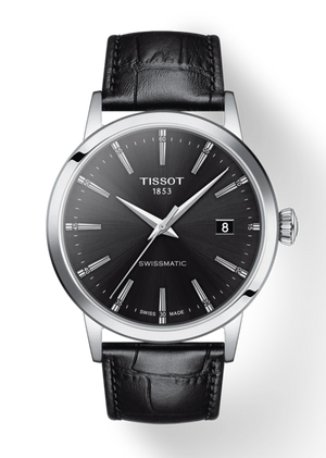 Tissot Gentleman Powermatic 80 Silicium Black Dial Black Leather Strap Watch For Men - T127.407.16.051.00 Authentic Buy Shop Now