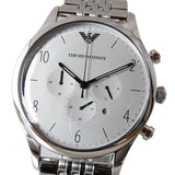Emporio Armani Classic Chronograph Silver Dial Silver Steel Strap Watch For Men - AR1879 Authentic Buy Shop Now
