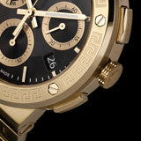 Versace Greca Chronograph Black Dial Gold Steel Strap Watch For Men - VEZ900421 Authentic Buy Shop Now