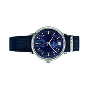 Versace Manifesto Quartz Blue Dial Blue Leather Strap Watch For Men - VBQ01017 Authentic Buy Shop Now