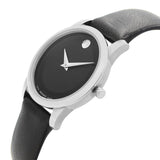 Movado Museum Classic Black Dial Black Leather Strap Watch For Women - 0606503 Authentic Buy Shop Now