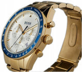 Hugo Boss Trophy White Dial Gold Steel Strap Watch for Men - 1513631 Authentic Buy Shop Now