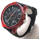 Armani Exchange Outerbanks Chronograph Black Dial Black Silicone Strap Watch For Men - AX1338 Authentic Buy Shop Now