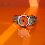 Maurice Lacroix Aikon Automatic Date Orange Dial Silver Steel Strap Watch For Men - AI6008-SS00F-530-E Authentic Buy Shop Now