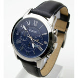 Fossil Grant Chronograph Blue Dial Black Leather Strap Watch for Men - FS4990 Authentic Buy Shop Now