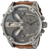 Diesel Mr Daddy Chronograph Grey Dial Brown Leather Strap Watch For Men - DZ7413 Authentic Buy Shop Now