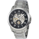 Fossil Grant Skeleton Black Dial Silver Steel Strap Watch for Men - ME3055 Authentic Buy Shop Now