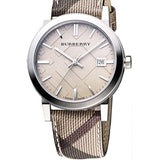 Burberry The City Grey Dial Checked Grey Leather Strap Watch for Women - BU9118 Authentic Buy Shop Now