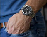 Guess Commander Chronograph Black Dial Silver Steel Strap Watch for Men - GW0056G1 Authentic Buy Shop Now