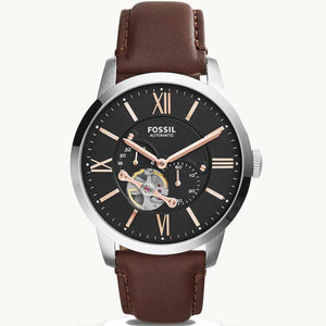 Fossil Townsman Automatic Black Dial Brown Leather Strap Watch for Men - ME3061 Authentic Buy Shop Now