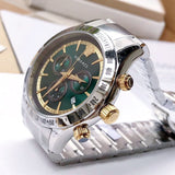 Versace Classic Chronograph Quartz Green Dial Silver Steel Strap Watch For Men - VEV700721 Authentic Buy Shop Now