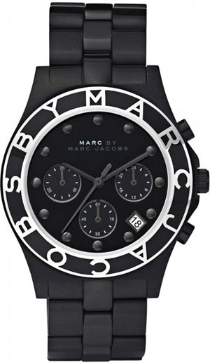 Marc Jacobs Blade Chronograph Black Dial Black Steel Strap Watch for Women - MBM3083 Authentic Buy Shop Now