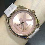 Michael Kors Janelle Three Hand Rose Gold Dial Pink Rubber Strap Watch For Women - MK7139 Authentic Buy Shop Now