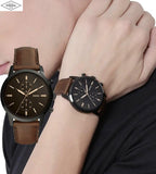 Fossil Townsman Chronograph Black Dial Brown Leather Strap Watch for Men - FS5437 Authentic Buy Shop Now