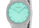 Gucci 25H Quartz Turquoise Dial Silver Steel Strap Watch For Women - YA163409 Authentic Buy Shop Now