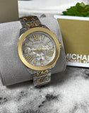 Michael Kors Wren Chronograph Crystals Silver Two Tone Steel Strap Watch for Women - MK6953 Authentic Buy Shop Now