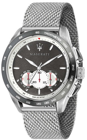 Maserati Traguardo Chronograph Black Dial Silver Mesh Bracelet Watch For Men - R8873612008 Authentic Buy Shop Now