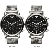 Emporio Armani Luigi Chronograph Black Dial Silver Mesh Bracelet Watch For Men - AR1811 Authentic Buy Shop Now