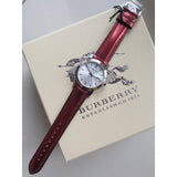 Burberry The City Silver Dial Red Leather Strap Watch for Women - BU9129 Authentic Buy Shop Now