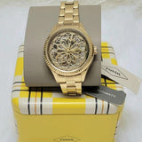 Fossil Rye Automatic Skeleton Gold Dial Gold Steel Strap Watch for Women - BQ3755 Authentic Buy Shop Now