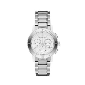Burberry City Chronograph White Dial Silver Steel Strap Watch For Women - BU9700 Authentic Buy Shop Now