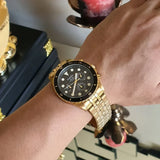Fossil FB-01 Chronograph Black Dial Gold Steel Strap Watch for Men - FS5836 Authentic Buy Shop Now