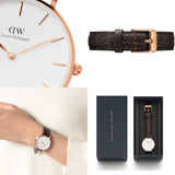 Daniel Wellington Classic Petite York White Dial Brown Leather Strap Watch For Women - DW00100176 Authentic Buy Shop Now