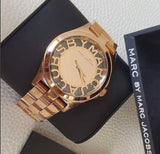 Marc Jacobs Henry Transparent Gold Dial Gold Steel Strap Watch for Women - MBM3206 Authentic Buy Shop Now
