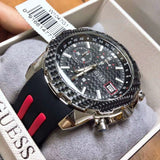 Guess Octane Chronograph Black Dial Two Tone Silicone Strap Watch For Men - W1047G1 Authentic Buy Shop Now