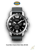 Fossil Nate Chronograph Black Dial Black Leather Strap Watch for Men - JR1436 Authentic Buy Shop Now