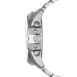 Diesel Mega Chief Chronograph Black Dial Silver Steel Strap Watch For Men - DZ4308 Authentic Buy Shop Now